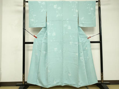 平和屋着物■上質な小紋 枝花文 銀糸 正絹 逸品 DABE7672cd