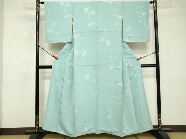 平和屋着物■上質な小紋 枝花文 銀糸 正絹 逸品 DABE7672cd