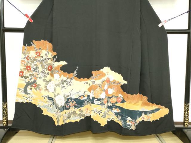 平和屋着物■豪華黒留袖 花鳥文 金彩 正絹 逸品 DABE7679cd