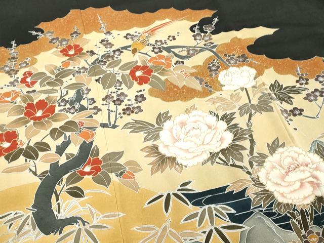 平和屋着物■豪華黒留袖 花鳥文 金彩 正絹 逸品 DABE7679cd
