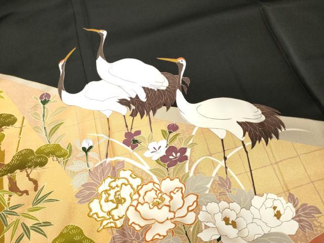 平和屋着物■豪華黒留袖　花鳥文　金彩　正絹　逸品　DABE7662cd