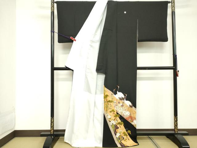 平和屋着物■豪華黒留袖　花鳥文　金彩　正絹　逸品　DABE7662cd