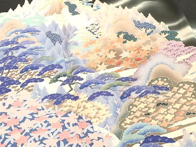 平和屋着物■豪華黒留袖　作家物　風景文　暈し染め　正絹　逸品　DABE7695cd