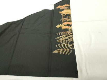 平和屋着物■豪華黒留袖 駒刺繍 御所車花文 金彩 正絹 逸品 DABE7703cd