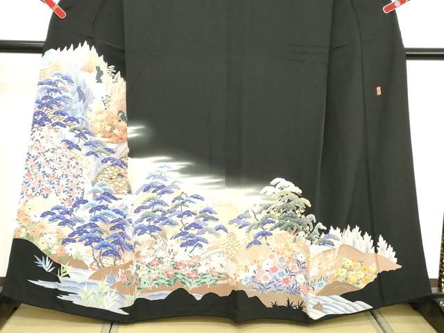 平和屋着物■豪華黒留袖　作家物　風景文　暈し染め　正絹　逸品　DABE7695cd