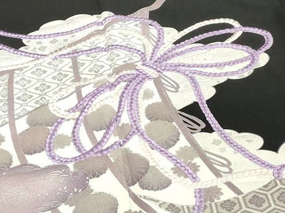 平和屋着物■豪華黒留袖 駒刺繍 結び紐吉祥文 銀彩 正絹 逸品 DABE7702cd
