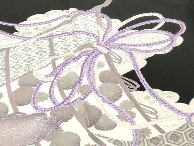 平和屋着物■豪華黒留袖 駒刺繍 結び紐吉祥文 銀彩 正絹 逸品 DABE7702cd