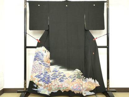 平和屋着物■豪華黒留袖　作家物　風景文　暈し染め　正絹　逸品　DABE7695cd