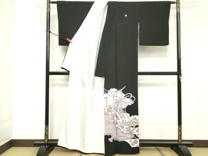 平和屋着物■豪華黒留袖 駒刺繍 結び紐吉祥文 銀彩 正絹 逸品 DABE7702cd