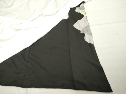 平和屋着物■豪華黒留袖 駒刺繍 扇面御所車花文 金彩 正絹 逸品 DABE7700cd
