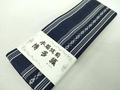 平和屋着物●男性　本場筑前博多織　両面　角帯　献上　井上絹織謹製　証紙付き　正絹　逸品　未使用　DABE5209ps