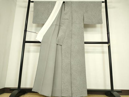 平和屋着物▽上質な小紋　単衣　花尽くし　手描き　鬼しぼ縮緬　正絹　逸品　DABE4370az