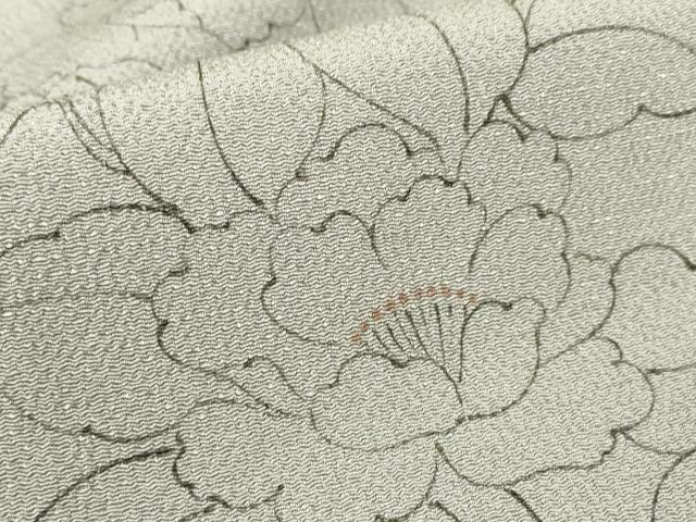 平和屋着物▽上質な小紋　単衣　花尽くし　手描き　鬼しぼ縮緬　正絹　逸品　DABE4370az