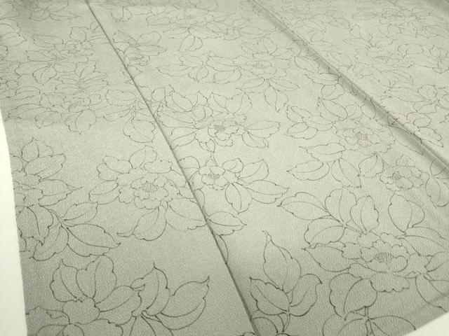 平和屋着物▽上質な小紋　単衣　花尽くし　手描き　鬼しぼ縮緬　正絹　逸品　DABE4370az