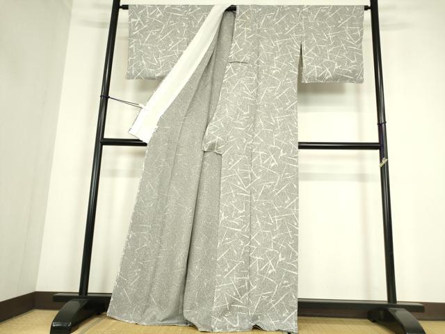 平和屋着物▽上質な小紋　単衣　たたき染め　抽象文様　正絹　逸品　DABE4362az