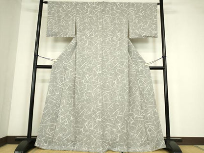 平和屋着物▽上質な小紋　単衣　たたき染め　抽象文様　正絹　逸品　DABE4362az