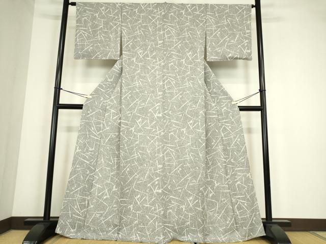 平和屋着物▽上質な小紋　単衣　たたき染め　抽象文様　正絹　逸品　DABE4362az