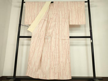 平和屋着物▽本塩沢　単衣　切嵌め文　正絹　逸品　DABE4390az