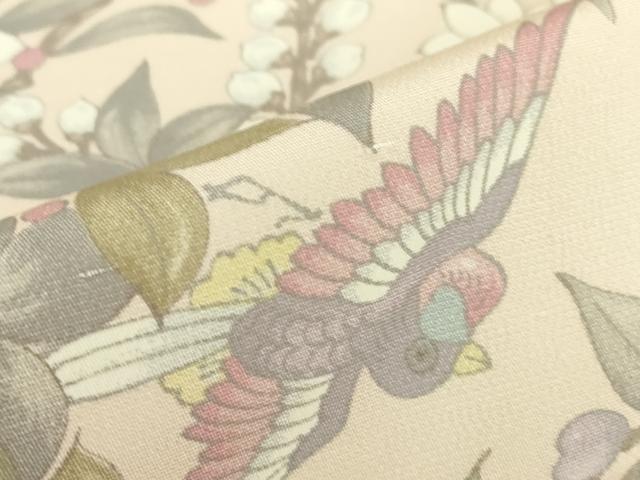 平和屋着物▽上質な小紋　単衣　飛鳥花文　正絹　逸品　DABE4376az