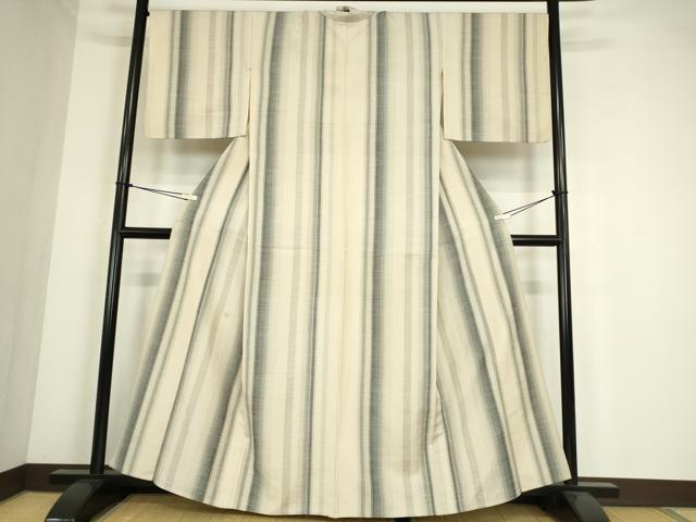 平和屋着物▽上質な紬　単衣　間道　80亀甲　正絹　逸品　DABE4396az