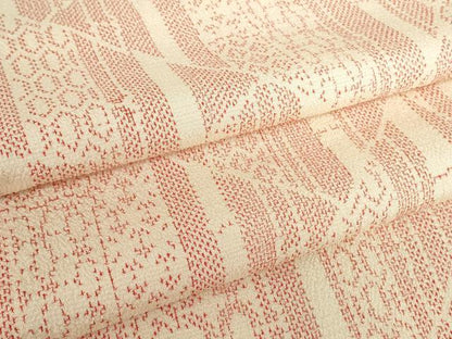 平和屋着物▽本塩沢　単衣　切嵌め文　正絹　逸品　DABE4390az