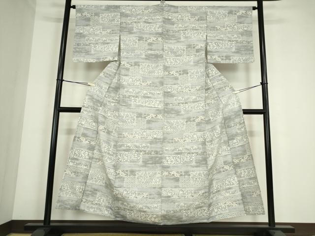 平和屋着物▽上質な紬　単衣　辻が花　正絹　逸品　DABE4391az