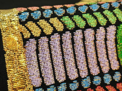 平和屋本店●極上　西陣　環美術織物　太鼓柄　本袋帯　大威毛錦　黒地　金銀糸　逸品　DZAB6443kh6