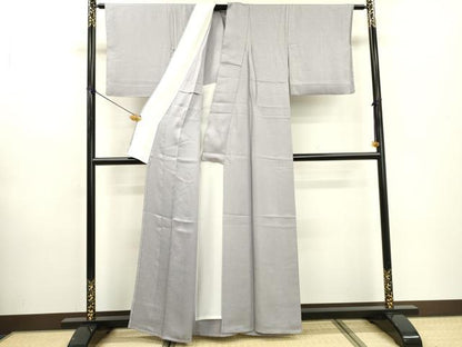 平和屋着物▽上質な色無地　単衣　唐草地紋　白藤色　正絹　逸品　DABD5857fe