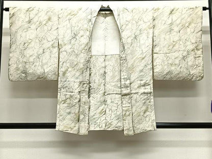 平和屋着物＃羽織　寿光織　墨流し文様　金糸　正絹　逸品　CABE5081ua
