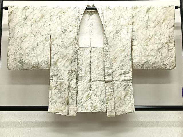 平和屋着物＃羽織　寿光織　墨流し文様　金糸　正絹　逸品　CABE5081ua