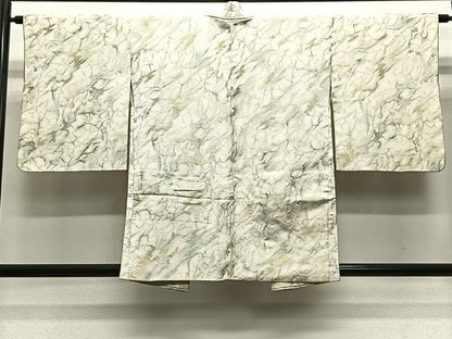 平和屋着物＃羽織　寿光織　墨流し文様　金糸　正絹　逸品　CABE5081ua