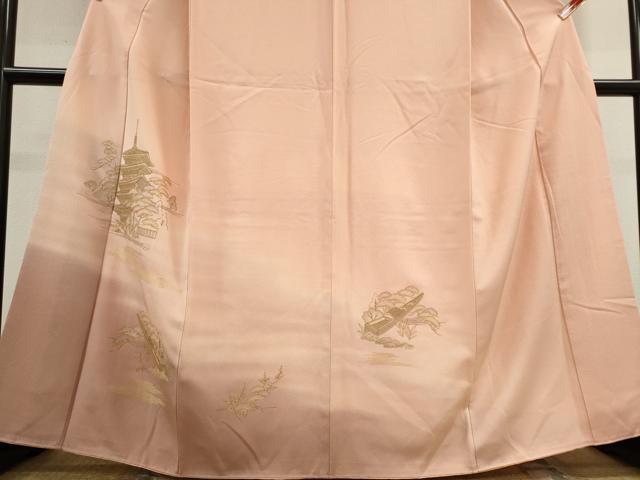 平和屋着物■訪問着 風景文 暈し染め 金糸 正絹 逸品 CABF6443ou