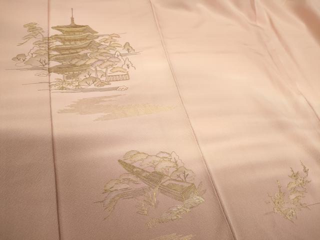 平和屋着物■訪問着 風景文 暈し染め 金糸 正絹 逸品 CABF6443ou