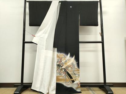 平和屋着物■豪華黒留袖 作家物 渡り橋飛鶴文 暈し染め 金彩 正絹 逸品 CABF6472ou