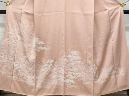 平和屋着物■色留訪問着　刺繍　渡り橋風景文　正絹　逸品　CABF1157fb