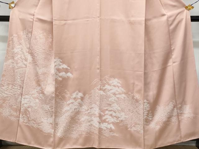 平和屋着物■色留訪問着　刺繍　渡り橋風景文　正絹　逸品　CABF1157fb