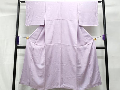 平和屋着物■上質な色無地　枝花地紋　白藤色　正絹　逸品　CABF6808fb