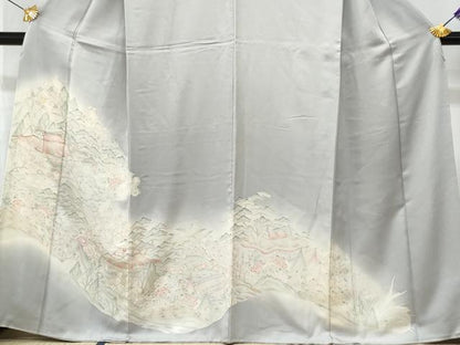 平和屋着物■豪華色留袖　駒刺繍　風景文　正絹　逸品　CABF1155fb