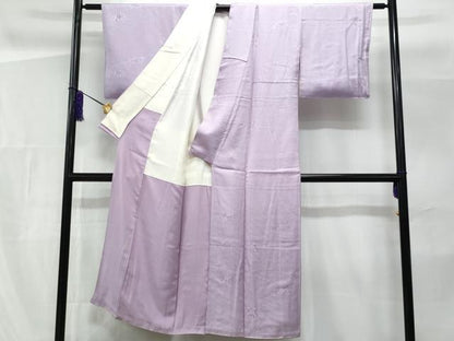平和屋着物■上質な色無地　枝花地紋　白藤色　正絹　逸品　CABF6808fb