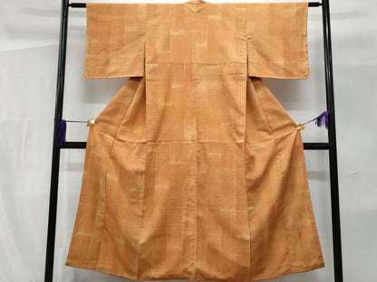 平和屋着物■上質な小紋　格子柄　正絹　逸品　CABF6807fb