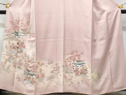 平和屋着物■豪華色留袖　風景花文　正絹　逸品　CABF6806fb
