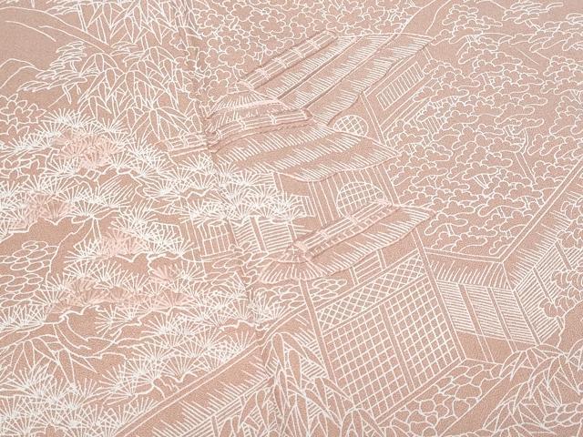 平和屋着物■色留訪問着　刺繍　渡り橋風景文　正絹　逸品　CABF1157fb
