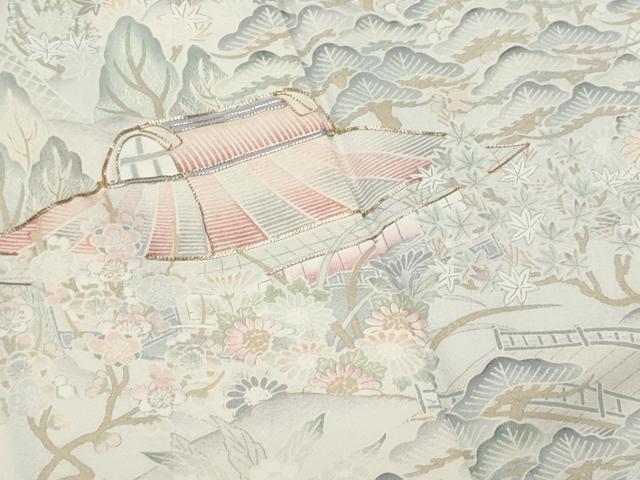 平和屋着物■豪華色留袖　駒刺繍　風景文　正絹　逸品　CABF1155fb