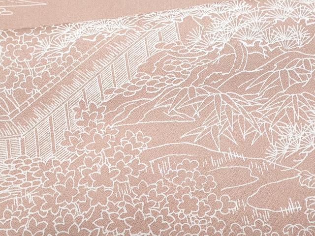 平和屋着物■色留訪問着　刺繍　渡り橋風景文　正絹　逸品　CABF1157fb