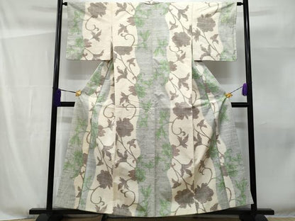 平和屋着物■上質な紬　枝葉唐草文　正絹　逸品　CABF6839fb
