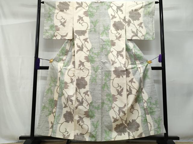 平和屋着物■上質な紬　枝葉唐草文　正絹　逸品　CABF6839fb