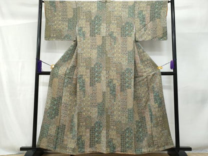 平和屋着物■上質な小紋　吉祥花文　鬼しぼ縮緬　正絹　逸品　未使用　CABF6841fb
