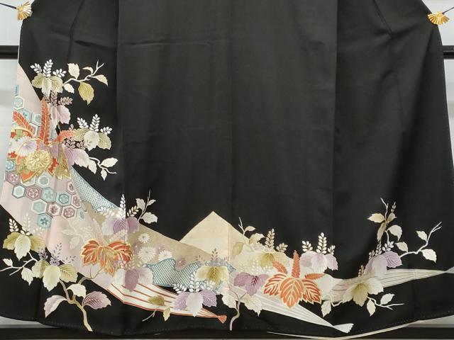 平和屋着物■豪華黒留袖 刺繍 桐 金銀彩 正絹 逸品 CABF6828fb
