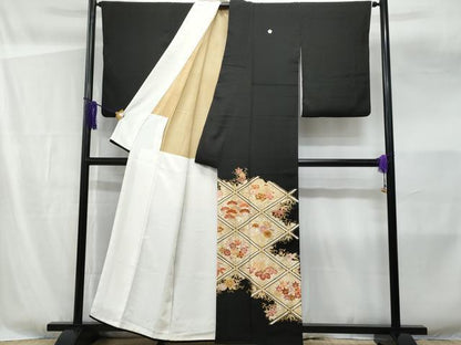 平和屋着物■豪華黒留袖 刺繍 蜀江花文 金彩 正絹 逸品 CABF6846fb