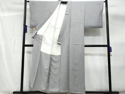 平和屋着物■上質な色無地　霞地紋　暁鼠色　正絹　逸品　CABF6857fb